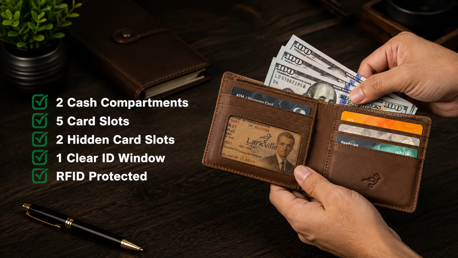 Wayfarer Bifold Leather Wallet for Men